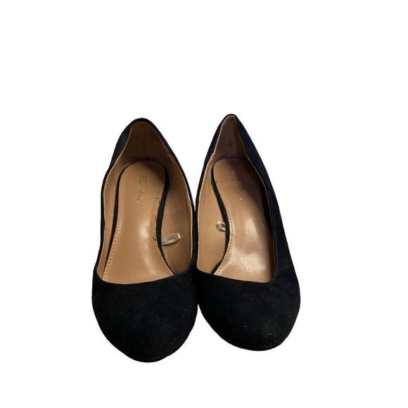 MERONA Women’s Wedge Heels Size 7.5 Black Faux Suede - Picture 1 of 12